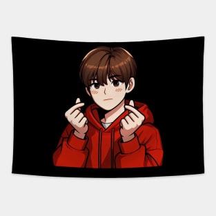 Cool Guy Korean Finger Hearts Kpop Tapestry