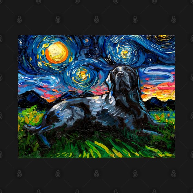 Laying Black Labrador Starry Night by sagittariusgallery