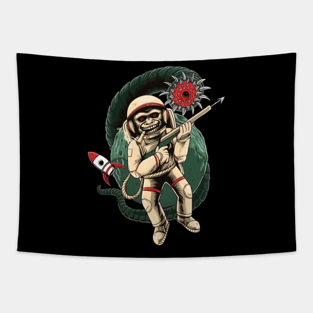 Space Ape Hunter Tapestry by Mooxy