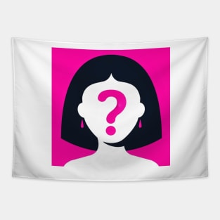 Girl with a question mark on her face Tapestry