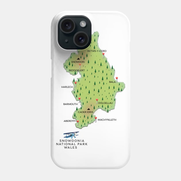 Snowdonia national park map Phone Case by nickemporium1