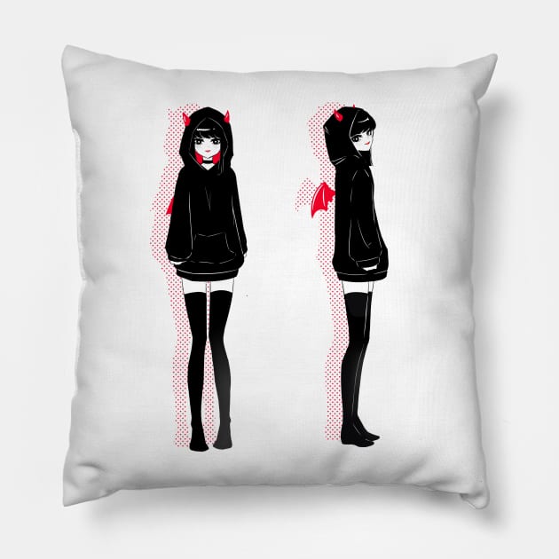 Gothic Demon Anime Girl Pillow by spiderprincess