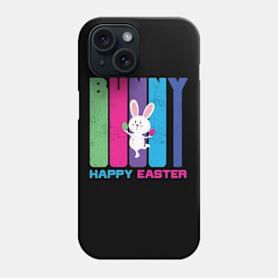 Bunny Happy Easter - Colorful Cute Easter Eggs Gift - Grunge Phone Case