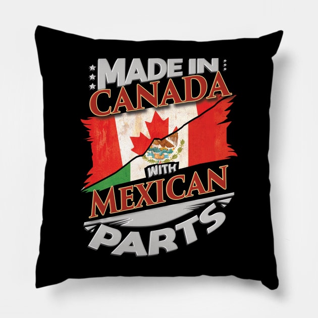 Made In Canada With Mexican Parts - Gift for Mexican From Mexico Pillow by Country Flags