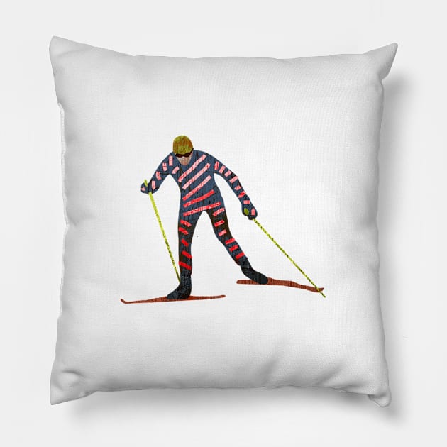 Cross country skiing Pillow by louweasely