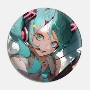 Hatsune miku wowaka ver Illustration with guitar Pin