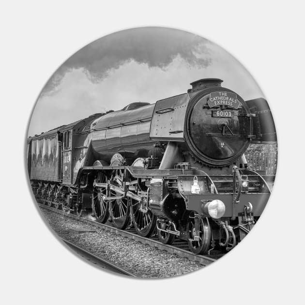 The Flying Scotsman - Black and White Pin by SteveHClark