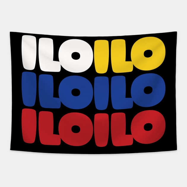 Iloilo Philippines Flag Typography Tapestry by DanielLiamGill