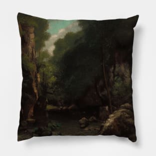 The Valley of Les Puits-Noir by Gustave Courbet Pillow