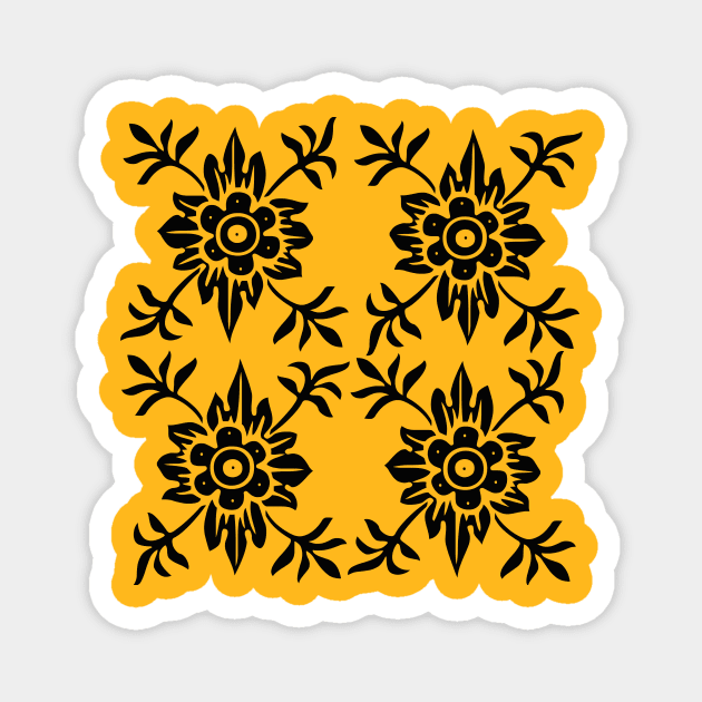 Black Floral Pattern Magnet by TheDaintyTaurus