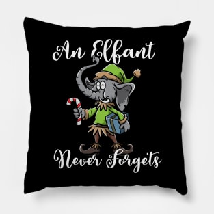 Christmas Elephant Funny Elf Costume An Elfant Never Forgets Pillow