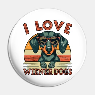 "I LOVE Wiener Dogs" Retro Tee | Vintage Style Dachshund Shirt | Perfect Gift for Dog Lovers | Doxie Tee | Cute Puppy Pin