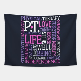 PT Physical Therapy Word Art Physical Therapist Pink Purple Tapestry