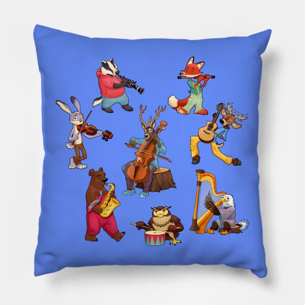 Musician cartoon animals Pillow by ddraw