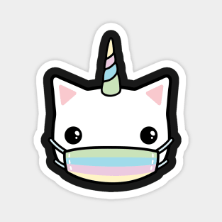 rainbow face mask cat Magnet