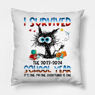 Happy Last Day of School 2024 Funny Teacher I Survived Last Day of The School Year 2024 Pillow