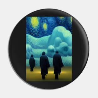 GHOSTS WATCHING A FULL HALLOWEEN MOON Pin