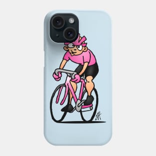 Cyclist wearing the Maglia Rosa Phone Case