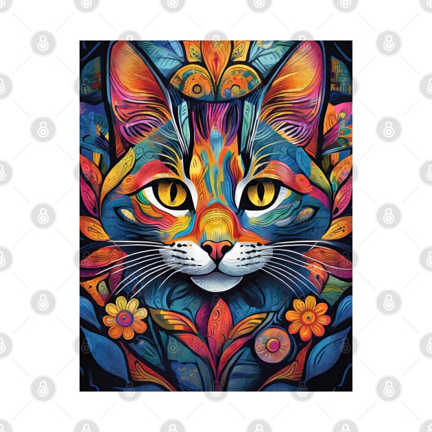 Copy of vibrant and colourful cat art design by clearviewstock