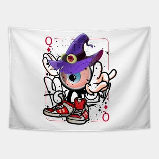 Skateboard Witch Monster Graffiti Street Art Tapestry