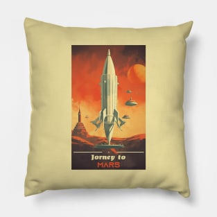 Mars Adventure Vintage Travel Poster Pillow