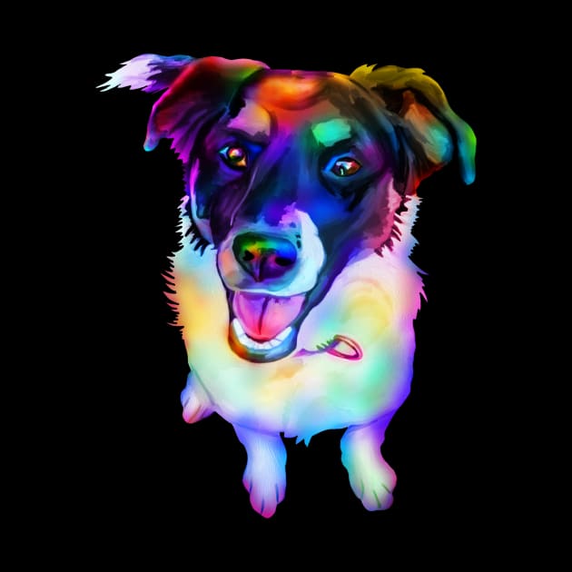 Rainbow Border Collie Dog Mix by Art by Deborah Camp