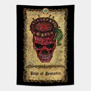 Page Of pentacles. Eternal Bones Tarot Design (Colorful) Tapestry