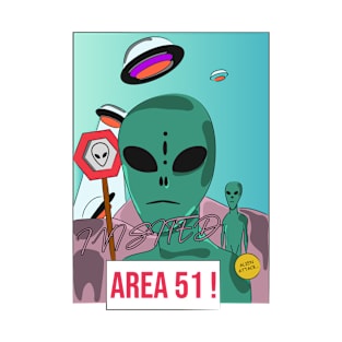 Cartoon Area 51 UFO Space Lover Design T-Shirt