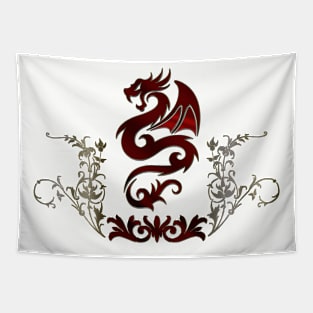 Awesome dragon with floral elements Tapestry