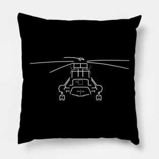 Westland Sea King classic helicopter white outline graphic Pillow