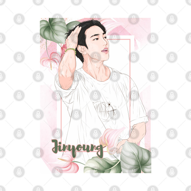 Fanart of Jinyoung in Concert with  The pink-hued Foliage Frame by Rakusumi Art