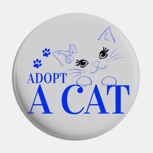 Adopt A Cat - Blue Cat Pin
