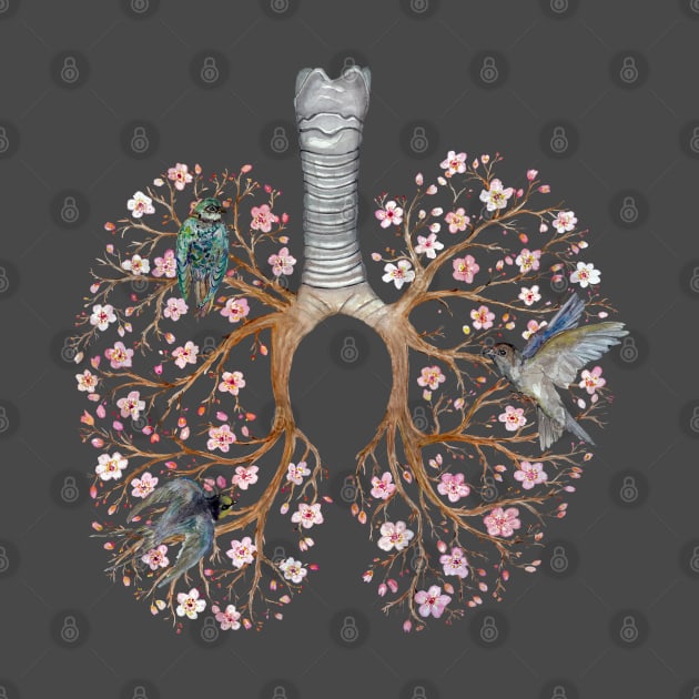 Blooming Lungs: Human Anatomy, Floral Cherry Blossom, Anti Virus by OssuariumFloreus 