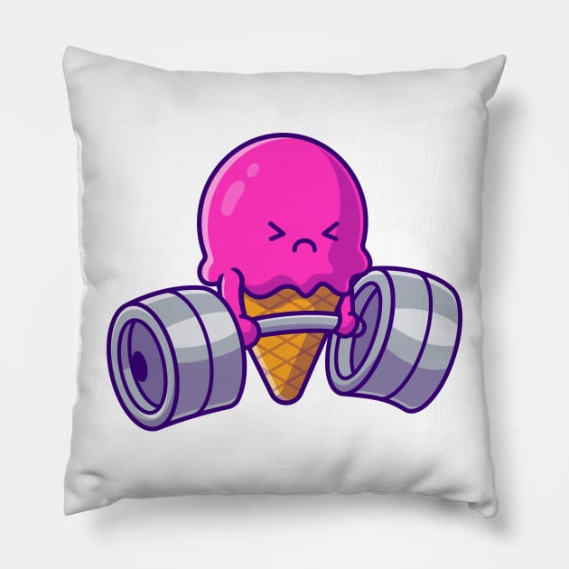 Cute Ice Cream Cone Lifting Dumbbell Cartoon Pillow by Catalyst Labs