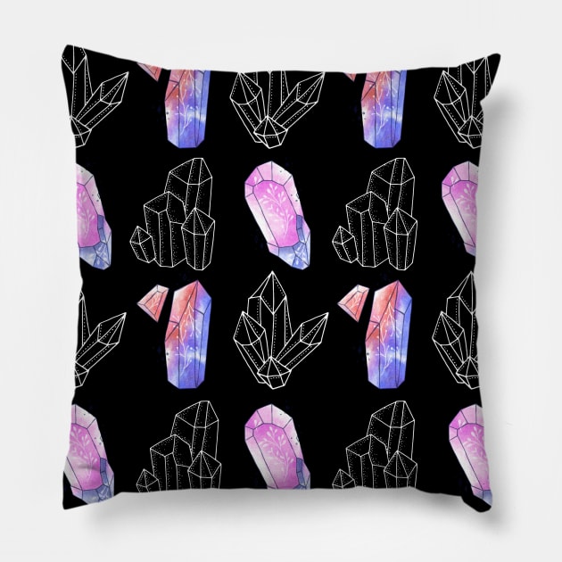 Pink and Blue Crystals Pillow by AceTayYay