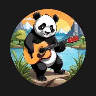 Landscape Panda Nature Guitar T-Shirt