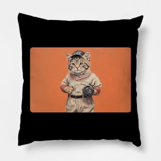 baseball player cat Pillow