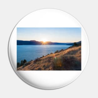 Summer Sun Setting Behind the Mountains over Okanagan Lake Pin