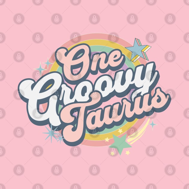 One Groovy Taurus Cute Retro Design in Pastel Colors by EndlessDoodles