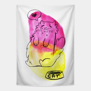 Stuffed Chubby Kitty Watercolor Tapestry