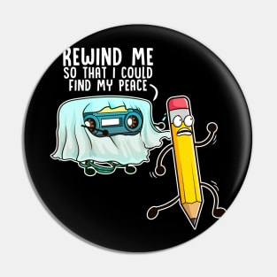 Retro Music Rewind Cassette Ghost Funny Halloween Pin