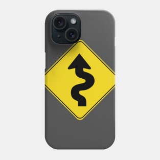 Caution Road Sign Swervy Arrow Phone Case