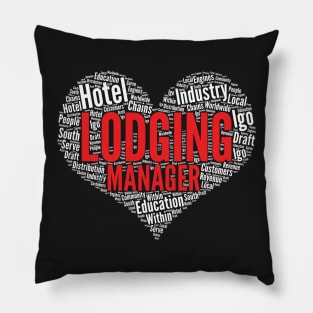 Lodging manager Heart Shape Word Cloud Design graphic Pillow