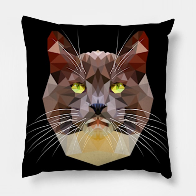 Low Poly Cat Pillow by Worldengine