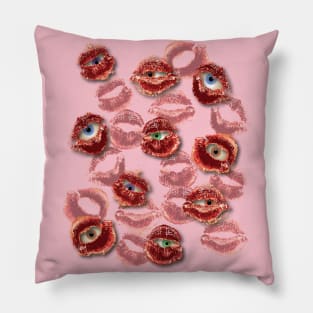 Eyeball in lip prints Pillow