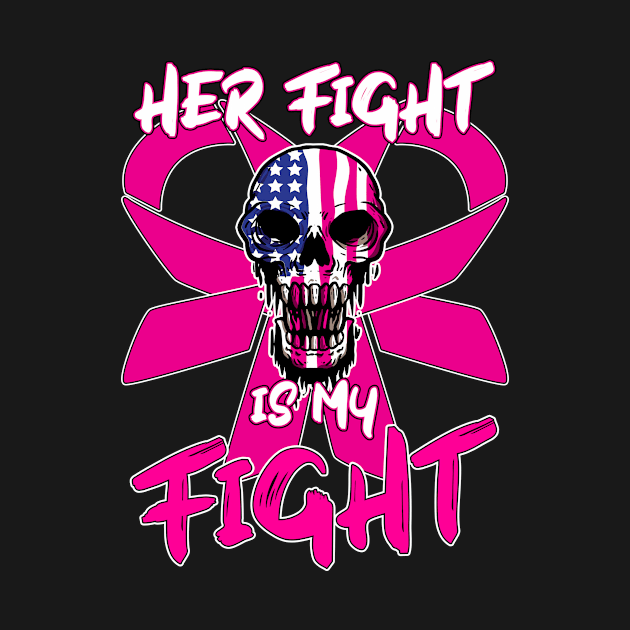 Her Fight Is My Fight - Breast Cancer Support Skull by Anassein.os