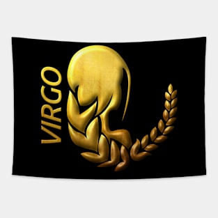 Golden Virgo Zodiac Sign Relief Stamped In Gold Tapestry