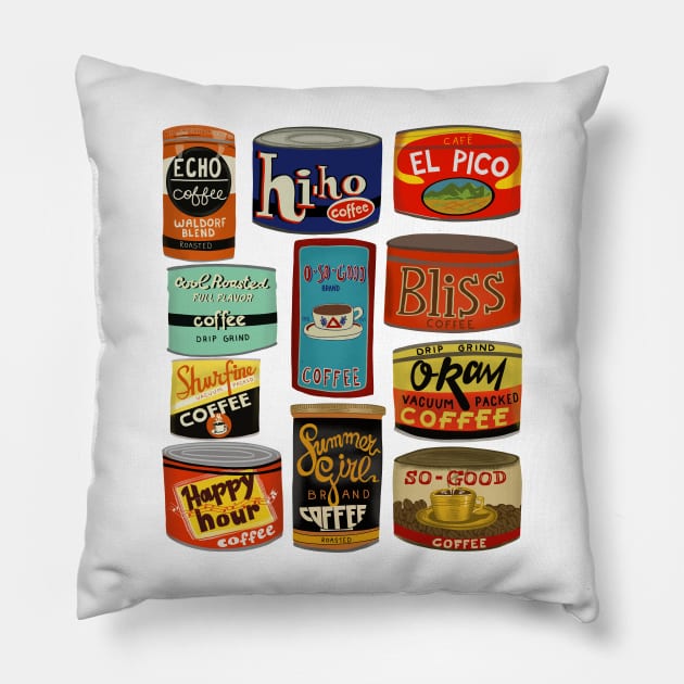 Vintage coffee tins Pillow by jenblove