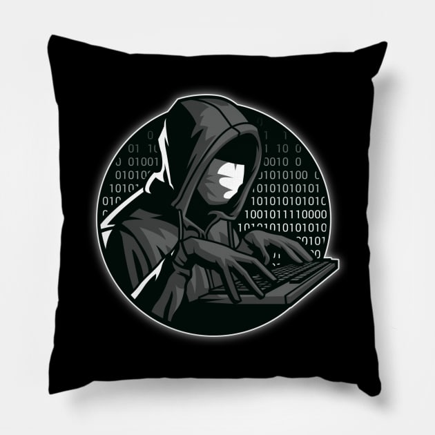 Hacker with Hoodie and Mask | Hacker Design Pillow by leo-jess