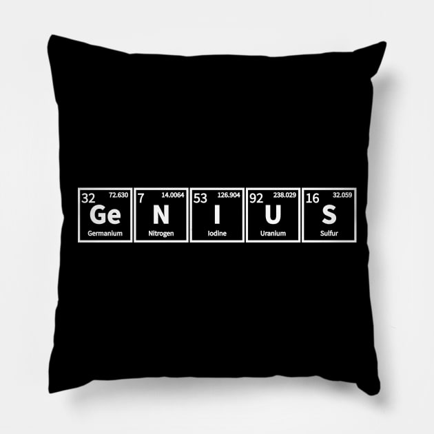 Periodic Table Genius Funny Chemistry Scientific Science Gift Pillow by StacysCellar